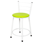 Kit 3 Banquetas Baixa Epoxi Branca Assento Verde