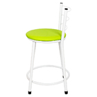 Kit 3 Banquetas Baixa Epoxi Branca Assento Verde