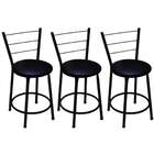 Kit 3 Banquetas Baixa Preta Com Assento Preto Fortmix