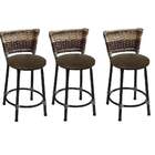 Kit 3 Banquetas Baixa Preta Junco Capuccino Com Assento Marro