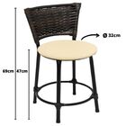 Kit 3 Banquetas Baixas Preta Com Encosto Junco Argila Assento