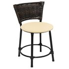 Kit 3 Banquetas Baixas Preta Com Encosto Junco Argila Assento