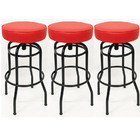 Kit 3 Banquetas Bar Alta Giratória Preta Assento Vermelho - P