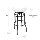 Kit 3 Banquetas Bar Altura 74cm Giratória Preta Assento Branco