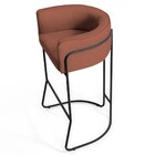 Kit 3 Banquetas Base Aço Preto Betina Linho B-355 Laranja - D