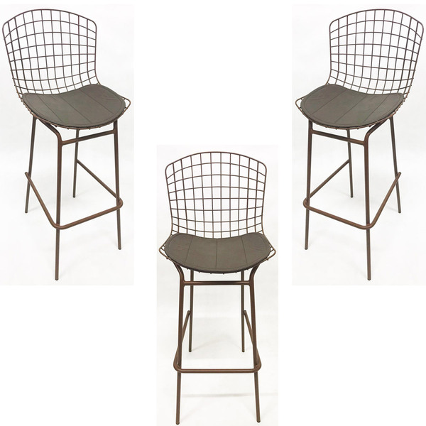Kit 3 Banquetas Bertóia Cor Ferrugem Tubular Altura 70cm - Po