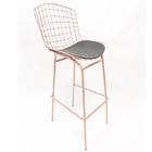 Kit 3 Banquetas Bertóia Cor Rosé Fosco Assento Preto Tubular