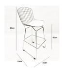 Kit 3 Banquetas Bertóia Cromada Assento Branco Altura 60cm -