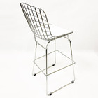 Kit 3 Banquetas Bertóia Cromada Assento Branco Altura 60cm -