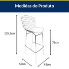 Kit 3 Banquetas Bertoia Cromada Assento Branco Tubular Altura