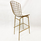 Kit 3 Banquetas Bertóia Dourado Fosco Assento Branco Tubular