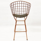 Kit 3 Banquetas Bertóia Maciça Cobre Assento Preto Altura 60c