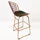 Kit 3 Banquetas Bertóia Maciça Cobre Assento Preto Altura 60c