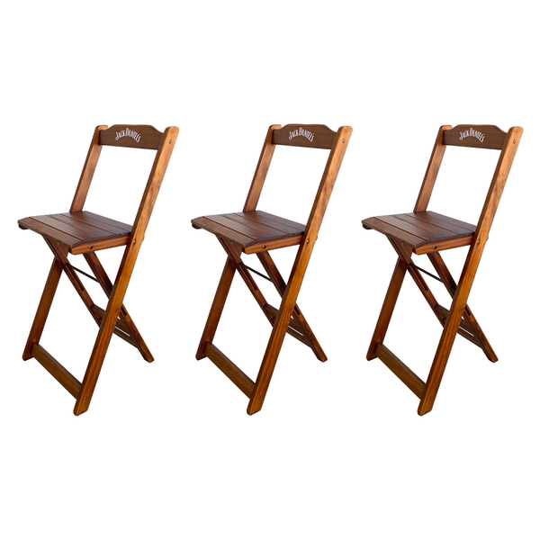 Kit 3 Banquetas Bistrô Dobrável Madeira Personalizada Jack Im