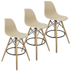 Kit 3 Banquetas Charles Eames Eiffel Wood Design Base Fixa Ma