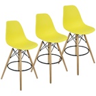 Kit 3 Banquetas Charles Eames Eiffel Wood Design Base Fixa Ma