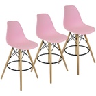 Kit 3 Banquetas Charles Eames Eiffel Wood Design Base Fixa Ma