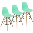 Kit 3 Banquetas Charles Eames Eiffel Wood Design Base Fixa Ma