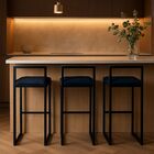 Kit 3 Banquetas Corino Ferro Cozinha Balcão Alta Bistro Azul