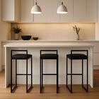 Kit 3 Banquetas Corino Ferro Cozinha Balcão Alta Bistro Preto