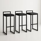 Kit 3 Banquetas Corino Ferro Cozinha Balcão Alta Bistro Preto