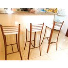 Kit 3 Banquetas Cozinha Cobre Alta Assento Branco - Poltronas