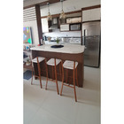 Kit 3 Banquetas Cozinha Cobre Alta Assento Branco - Poltronas