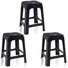 Kit 3 Banquetas De Plástico Preta Banquinho Empilhável