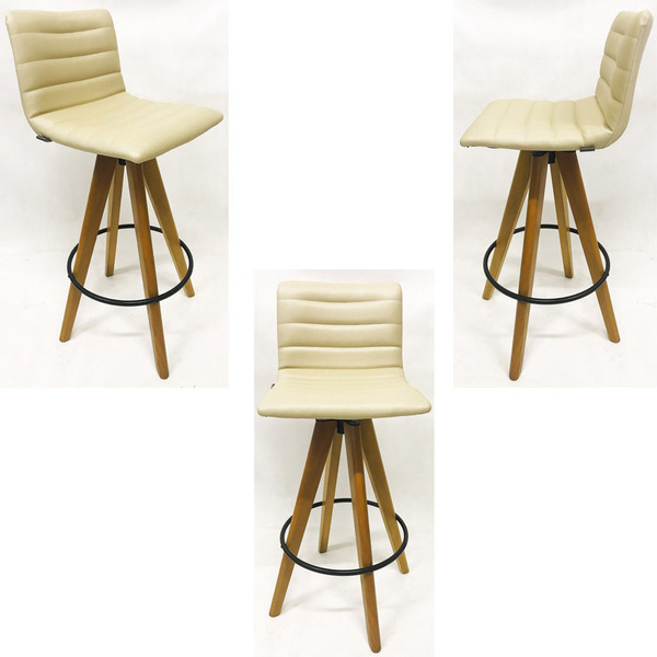 Kit 3 Banquetas Decorativa Jaque Facto Champanhe Base Giratór