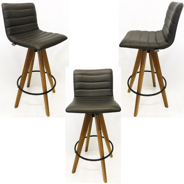 Kit 3 Banquetas Decorativa Jaque Facto Marrom Base Giratória