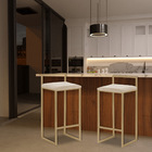 Kit 3 Banquetas Decorativa Jasmine Base Gold Veludo Bege G41