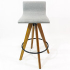 Kit 3 Banquetas Decorativa Pérola Tecido Linho Base Giratória