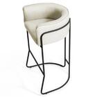 Kit 3 Banquetas Decorativas Base Aço Preto Betina C-107 Linho