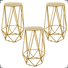 Kit 3 Banquetas Decorativas Para Bistrô Hexágonal Aramado Bas