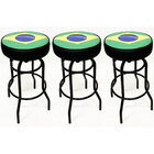 Kit 3 Banquetas Do Brasil Alta Bar Estampa Bandeira Giratória