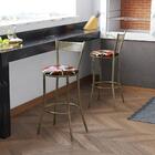 Kit 3 Banquetas Em Aço Sofia Floral Bromelia Vermelha - Cor: