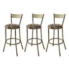 Kit 3 Banquetas Em Aço Sofia Floral Hibisco Vermelho - Cor: V