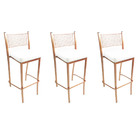 Kit 3 Banquetas Empilhável Cobre Alta Assento Branco - Poltro