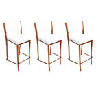 Kit 3 Banquetas Empilhável Cobre Altura 65cm Assento E Encost