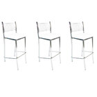 Kit 3 Banquetas Empilhável Cozinha Cromada Alta Assento Branc