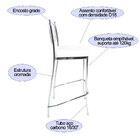 Kit 3 Banquetas Empilhável Cromada Altura 65cm Assento Branco
