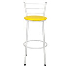 Kit 3 Banquetas Epoxi Branco Assento Amarelo