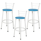 Kit 3 Banquetas Epoxi Branco Assento Azul