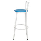 Kit 3 Banquetas Epoxi Branco Assento Azul