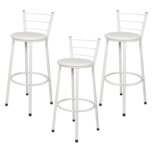 Kit 3 Banquetas Epoxi Branco Assento Branco