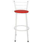 Kit 3 Banquetas Epoxi Branco Assento Vermelho