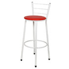 Kit 3 Banquetas Epoxi Branco Assento Vermelho