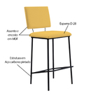 Kit 3 Banquetas Fixa Decorativa Base De Aço Marcius Linho Ama