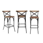 Kit 3 Banquetas Industrial Em Aço E Madeira Maciça Laís Preto