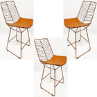 Kit 3 Banquetas Média Para Balcão Bertoia Retrô Cor Cobre Alt